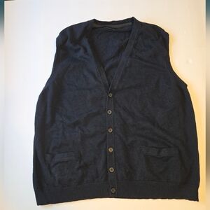 Haggar Navy Knit Button Down Sweater Vest